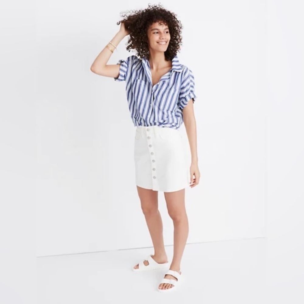 Prana White Denim Skirt
